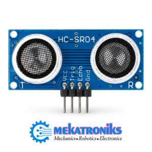 HC-SR04 ultrasonic sensor module with two round transducers and four connection pins