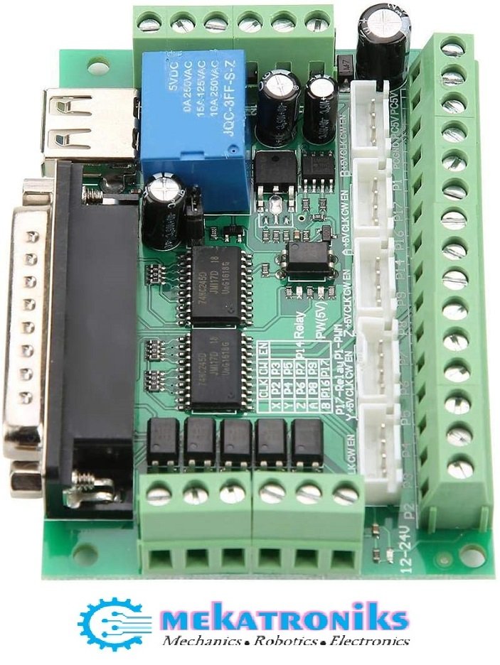 Stepper Motor Breakout Board, MACH3 5 Axis USB Interface Breakout Board for CNC Stepper Motor